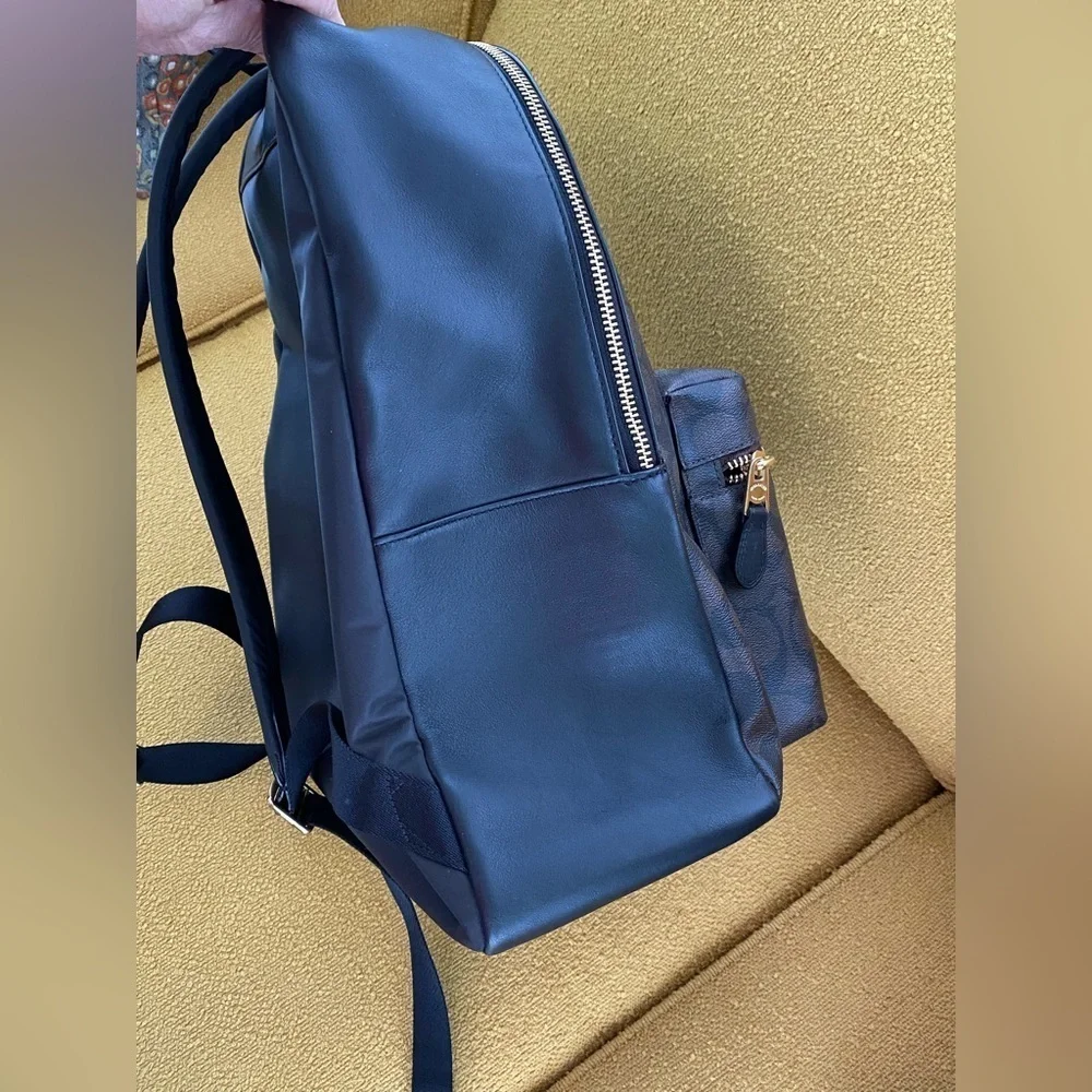 Coach Signature Black & Brown Charlie Medium Backpack EUC